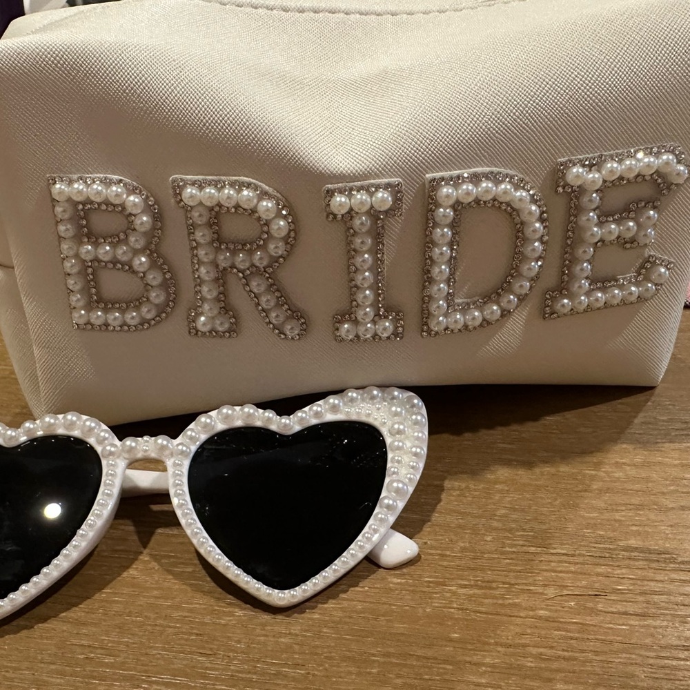 Bride Makeup Bag and Heart Sunglasses